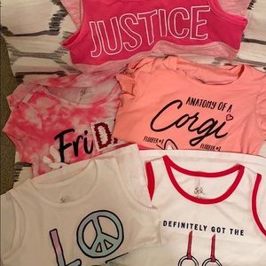 Five justice size 8 Girls shirts